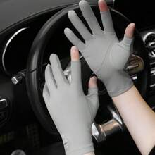 1 Pair Thin Spring/Summer/Autumn Open-Finger Sports Touchscreen Gloves, Anti-Slip UV Protection Sun Protection Gloves For Cycling, Driving, Hiking, Jogging, Outdoor Camping And Riding - Multicolor - View 1