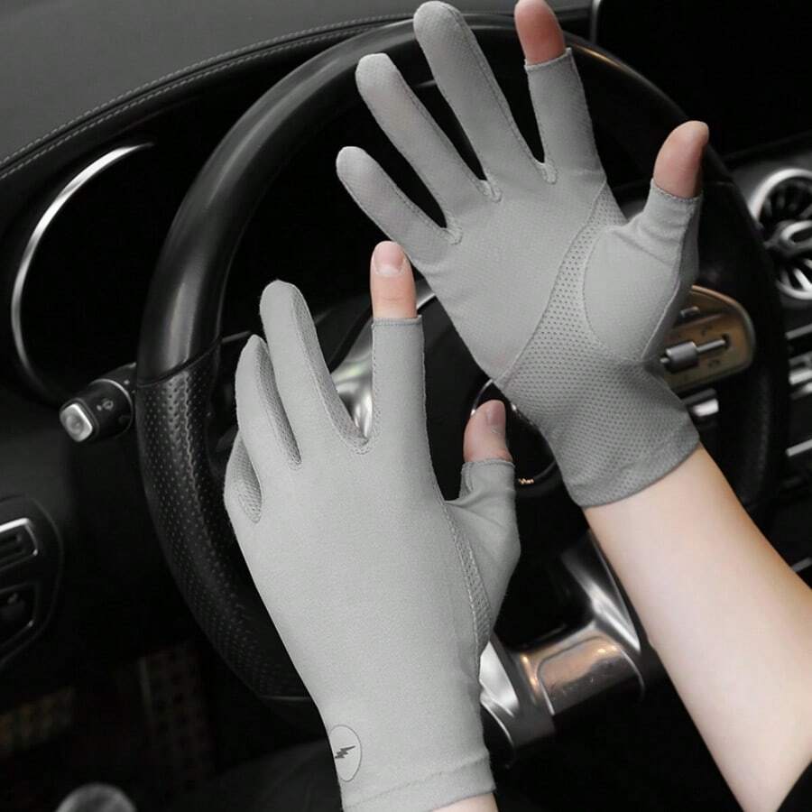 1 Pair Thin Spring/Summer/Autumn Open-Finger Sports Touchscreen Gloves, Anti-Slip UV Protection Sun Protection Gloves For Cycling, Driving, Hiking, Jogging, Outdoor Camping And Riding - Multicolor - View 1