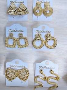 Gold Plated Earrings Kit, Women's Fashion Jewelry, Assorted Models - 套件 6 對 - 查看 10