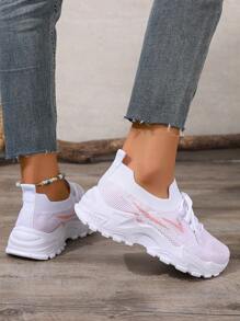 ZOSIVC 女士夏季透气网眼运动鞋，低帮拼色休闲鞋，舒适运动跑步鞋 - 淺粉色 - 查看 8