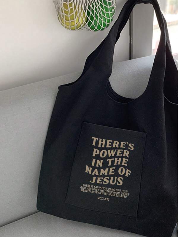 字母印花手提包，多口袋休闲包，复古字母印花手提包，基督教“耶稣爱你”印花化妆包，大容量手提休闲单肩斜挎包，适合毕业生、少女、大学生（大一、大二、大三、大四），非常适合户外活动、旅行、返校季、教师节礼物、铅笔盒、送给闺蜜的生日礼物、学生单肩包