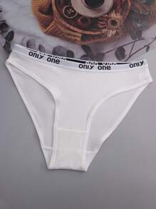 4 件装女士白色字母腰带性感运动款三角内裤 - 白色 - 查看 6
