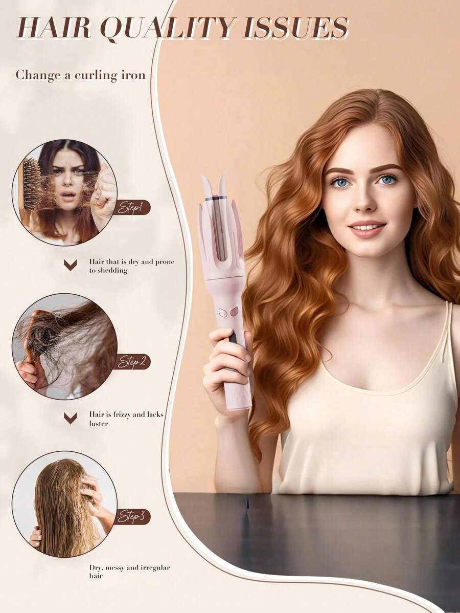 1pc Electric Automatic Hair Curler, Large Waves, One-key Automatic Release After 15s Beep Reminder