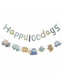 Birthday Banner Decorations Set With Colorful Cartoon Vehicles Theme, Paper Bunting For Carnival, Multipurpose Party Sign For All Occasions - Reusable And Party Supplies With 3.05meter/9.75meter Length - No Electricity Needed