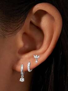 3 paar perfecte 24K vergulde kubieke zirkonia oorbellen voor vrouwen Zirconia creolen set