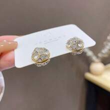 2 piezas Elegantes Clips magnéticos de oreja con bola de cristal de lujo para mujeres, con gran zirconia, para uso sin perforación