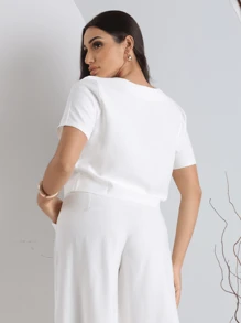 BASIC TAILORED BLOUSE IN MARRANT SHORT SLEEVE, ELEGANT AND COMFORTABLE - trắng - Xem 2