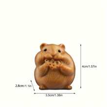 قطعة حرفية واحدة منحوتة من خشب الصندل على شكل همستر - قطعة ديكور خشبية صغيرة جميلة ومفصلة، مناسبة للمنزل والمكتب، هدية رائعة