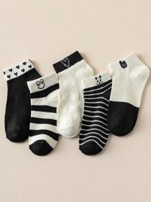 Ademende sokken met Fox Eyes Heart-streeppatroon voor dames, geschikt voor thuis, school, sport, lente/zomer