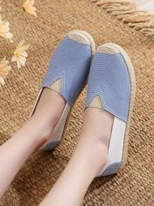 2025春季新款一脚蹬休闲鞋米色帆布鞋时尚平底一脚蹬休闲鞋百搭黑色鞋米色鞋 - 藍色 - 查看 6