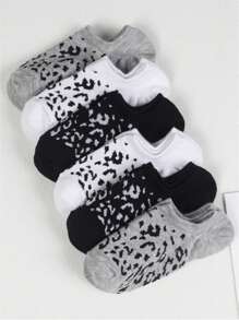 3pairs/6pairs/12pairsSet Multicolor Leopard Print Shallow & Anti-Slip & Sweat-Absorbing No-Show Women's Socks - Multicolor - View 12