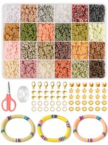 1000pcs/2542pcs Polymer Clay Flat Beads, 24 Colors Soft Clay Spacer Beads Set, Suitable For DIY Jewelry Making, Necklaces, Bracelets And Phone Charms Crafts - DIY Beading Jewelry Kit