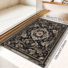 600g/㎡ 水晶天鹅绒古典东方奖章图案地毯，5mm 厚，红色和蓝色色调，适合户外露营、露台、门廊、花园、厨房、室内家居使用、房车 - 彩色 - 查看 30