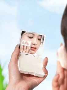 100片/盒 男女通用吸油纸，控油收缩毛孔，清爽面部吸油纸，便携式化妆工具，带镜子和粉扑，适合油性肌肤，亚麻吸油湿巾，居家、办公室、学校、旅行皆宜 - 彩色 - 查看 5
