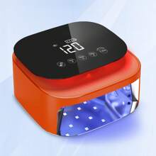 Lámpara de uñas LED UV inalámbrica, luz de esmalte de gel para secado de uñas recargable de 60 W, sensor inteligente, pantalla LCD, base desmontable, luz LED portátil para uñas con 30 cuentas y 4 configuraciones de temporizador para salón y hogar naranja