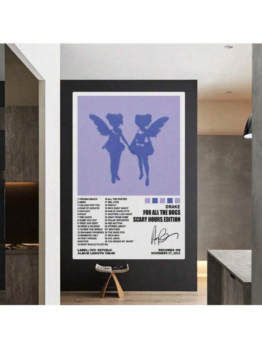 Music Album Art Canvas Poster - Wooden Frame Canvas Painting 1 Piece (3) Thickness 2.25cm / 0.9inch , Home Gift Decoration, Room Decoration Aesthetic, Wall Decoration Art, Perfect Gift, Autumn Winter Wall Decoration, Living Room Decoration, Bedroom Decoration, Kitchen Decoration, Entrance Decoration, Bathroom Decoration, Direct Wall Painting, High-Quality Wall Painting Poster - 紫色 - 查看 1