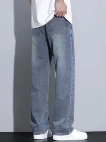 Casual Loose Straight Leg Jeans, American Street Style For Teenagers, Spring & Autumn