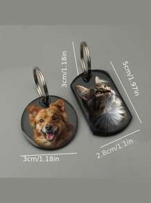 1 件定制雕刻宠物 ID 标签铭牌，个性化狗和猫照片钥匙扣，不锈钢时尚款式，定制宠物纪念礼物 - 黑色 - 查看 5