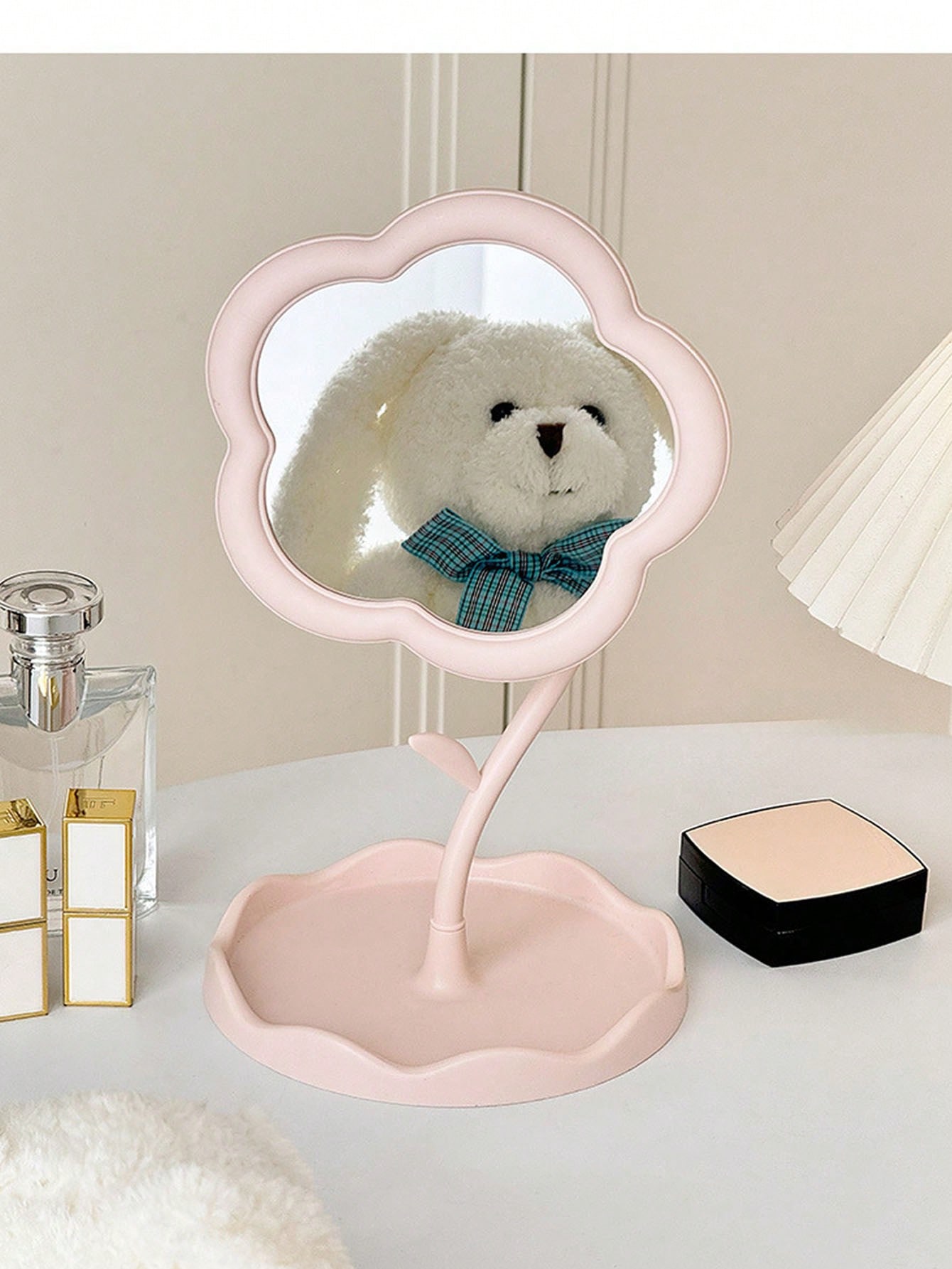 مرآة مكياج بنمط الزهور، مرآة زينة طاولة جميلة للفت...