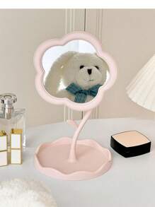 Flower Pattern Makeup Mirror, Cute Tabletop Vanity Mirror For Girls, Portable Makeup Mirror For Dorm, Students,Makeup,Cheap,Room Decor,Vanity,Travel,Bedroom,Makeup Accessories,Mirror,Vanity Mirror