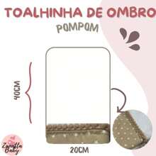 Kit 3 Unidades Toalha de Ombro Boca Babete Bebe Pompom Enxoval Menina Menino Rosa Azul - Azul - Visão 3