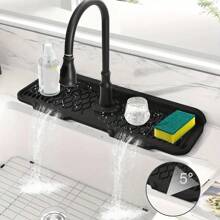 1pc Kitchen Silicone Sink Faucet Splash Guard, Faucet Absorbent Sink Protectors Mat, 5° Slope And Spouts Design For Easier Draining, Sink Accessories For Kitchen, Bathroom, Sink Sponge Holder,Non-Slip Silicone Faucet Splash Pad, Easy-To-Clean Foldable Edge, Water Flow Diversion Design, Suitable For Kitchen Sink/Bathroom/RV Use - Multicolor - View 2