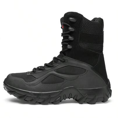 Men's High-Top Outdoor Camping Military Boots, Breathable Casual Comfortable Hiking Shoes, Training Combat Work Boots
