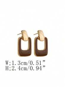 1 对优雅简约风格几何耳钉合金镀金首饰适合女士日常佩戴