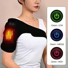 3-In-1 Universal Daily Use Shoulder Knee Elbow Support Pad Knitted Fabric With 3 Temperature Control Heating And Vibration Functions Gym Gym Accessories - Black - View 8