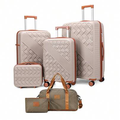 Fashionable PP Zipper Trolley Suitcase, Unisex Niche High-Quality Explosion Model, Suitable For Business Trip, Multidirectional Wheels + Travel Bag, Suitable For Teen, Summer, Casual, Outdoor, Athletic, Vacation, Travel, Graduation Gifts, Birthday Dress Accessories