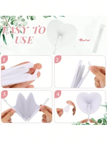 10/8/5/4/1set White Folding Bamboo Handheld Paper Fan Wedding Handheld Fan Set With Label And Jute Rope, Fun DIY, Valentine's Day New Year Gift, Home Decoration, Suitable For Wedding Bridal Shower Decoration, Wedding Favors, Party Favors,Wedding Decor,Home Decor ,Room Decor - Handheld Paper Fan - View 5