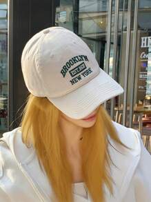 1pc Adjustable Brooklyn NY Logo Embroidered Baseball Cap For Women & Men, Lightweight And Breathable Sport Cap, One Size Fits Most - 1pc - View 1