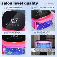 Lámpara de uñas LED UV inalámbrica, luz de esmalte de gel para secado de uñas recargable de 60 W, sensor inteligente, pantalla LCD, base desmontable, luz LED portátil para uñas con 30 cuentas y 4 configuraciones de temporizador para salón y hogar