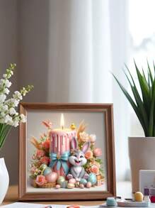 5D DIY 钻石画套件 - 复活节主题 - 全钻石圆形钻石刺绣十字绣艺术工艺品 - 动物主题帆布墙饰，适合初学者和工艺爱好者 - 理想的家居和办公室装饰礼物