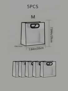 1pc Clear Gift Bag, Simple Hollow Out Handle Design PVC Gift Wrapping Bag For Party - Black - View 19