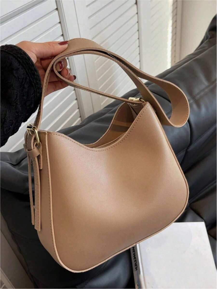 Fashionable Solid Adjustable Shoulder Crossbody Handbag For Women