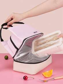 Sanrio 1 szt. Torba na lunch Hello Kitty, wielokrotnego użytku, modna, przenośna, izolowana torba chłodząca w stylu Preppy ze stałym paskiem na ramię, zapięcie na zamek błyskawiczny, do biura, szkoły, na piknik, na plażę, do szkoły, niezbędne