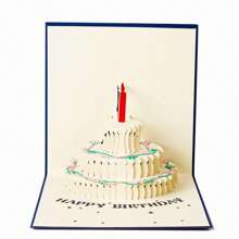 1pc 3D Pop Up Handmade Papercut Greeting Card, Creative Paper Sculpture Cake Birthday Blessing Small Gift - Multicolor - View 6