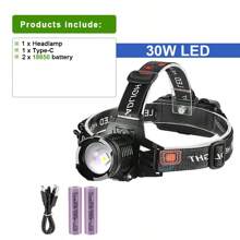 户外便携式高亮度LED头灯，停电应急灯，3种照明模式，防水大功率明亮夜钓头灯，适用于船舶照明、徒步旅行、运动