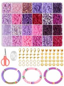 1000pcs/2542pcs Polymer Clay Flat Beads, 24 Color Soft Clay Spacer Bead Set, Suitable For DIY Jewelry Making, Necklace, Bracelet, Phone Chain Crafts, DIY Bracelet, Necklace, Earrings And Craft Bead Decoration Tools - DIY Beaded Jewelry Kit - Multicolor Polymer Clay - View 8