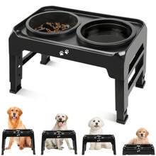 Gamelle surélevée 2-en-1 pour amateurs de chiens et mamans de chien avec support de bol réglable en hauteur à 4 positions pour la nourriture et l'eau, gamelle antidérapante pour amateurs de chiens et mamans de chien, pour chiens de taille moyenne et grande, noir, gris