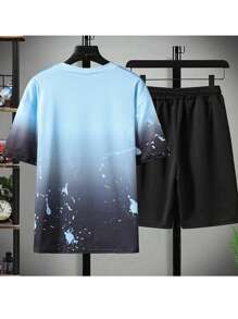 Conjunto Deportivo Para Hombres Camiseta Y Pantalones Cortos, Traje Deportivo Y Chándal