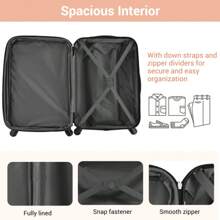 ABS Hard Shell Travel Trolley Suitcase 4 Wheel Luggage Set Hand Luggage, 20", (Pink) - Dusty Pink - View 5