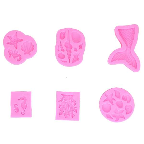 Lot de 6 moules en silicone en forme de coquillage marin pour fondant, gâteau, chocolat, outils de décoration