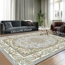 1pc Nordic Fairisle Pattern Crystal Velvet Area Rug, 700g/㎡ With Dotted Non-Slip Backing, 5mm Thickness, Machine Washable Fade-Resistant Carpet Suitable For Holidays And Any Spaces Including Hotel, Office, Sofa, Bedside, Kitchen, Laundry, Hallway, Porch, Stairs, Entryway Mother's Day