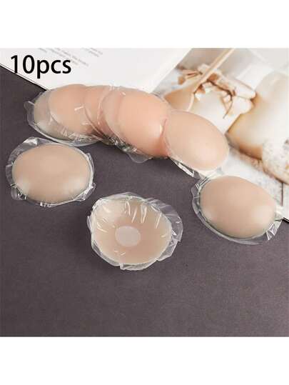 10 tapacubos de silicona reutilizables sin costuras - Invisibles, autoadhesivos, parches de pecho antiabovedados para mujeres - Accesorios de sujetador cómodos, transpirables y fáciles de limpiar (2/10 piezas)