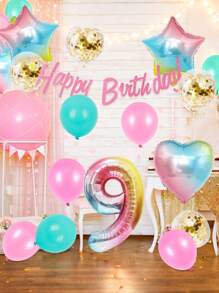 27pcs Birthday Decoration Set, Including Gradient Number 1-9 Balloons, Gradient Star & Heart Balloons, Colorful Confetti Balloons, Suitable For Birthday Party, Anniversary, Macaron Theme, 1st Birthday - For Both Boys And Girls Gifts Graduation Birthday Decorations Party Decorations Bachelorette Decor Graduation Decorations
