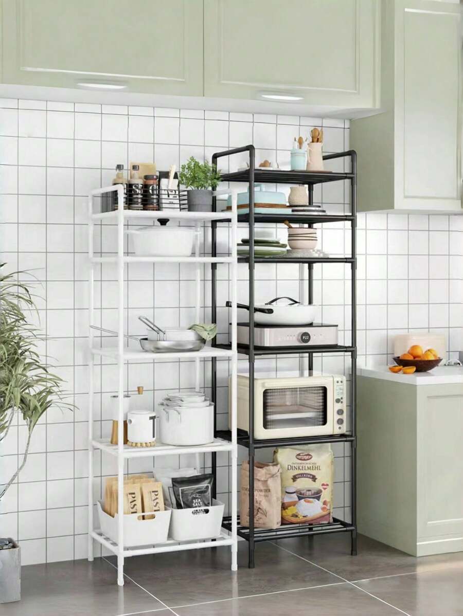 1pc Cải thiện không gian, Kệ lưu trữ kim loại cao, Kệ phòng tắm, Giá để chậu rửa, Giá lưu trữ nhiều lớp độc lập cho phòng tắm, nhà bếp, văn phòng, phòng học, phòng khách, quà tặng ngày lễ, Lắp ráp dễ dàng, Có thể di chuyển - Nhiều màu - Xem 1