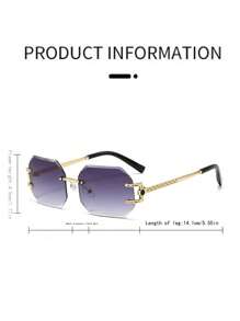 2pcs/1pc New Rimless Glasses Advanced Sense Polygon Fashion Glasses For Both Men And Women - Coffee Brown - View 8