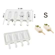 1 套冰棒模具，4 腔硅胶冰棒模具和冰淇淋蛋糕椭圆形模具，50 根木棍用于 DIY 蛋糕和冰淇淋，夏季必备，颜色随机